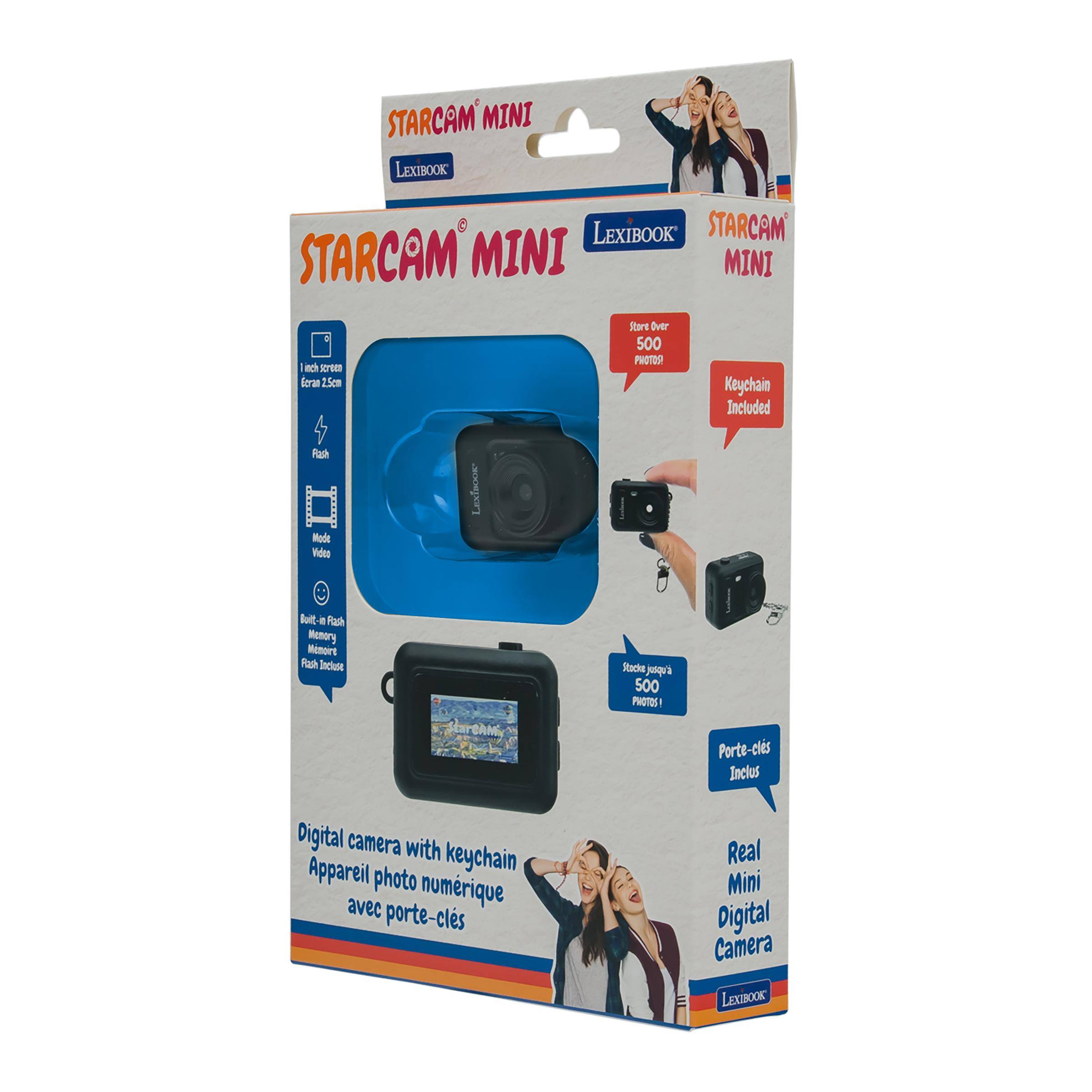 STARCAM MINI LEXIBOOK  
LEXIBOOK STARCAM  
STARCAM MINI MINI  
Store Over 500 PHOTOS!  
1 inch screen  
Seran 2.5cm  
Keychain Included  
Rash Menory  
Monoirt Fash Incluse  
StareAM  
Stocks jusqu' 500 PHOTOS!  
Porte-clés Inclus  
Digital camera with Appareil keychain photo numérique avec porte-clés  
Real Mini Digital Camera LEXIBOOK