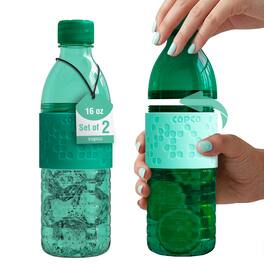 Copco - Water Bottle Set of 2, 16.9 oz BPA-Free Tritan, Leak Proof Twist-Open Lid, Non-Slip Grip, Dishwasher Safe - Green/Hunter Green