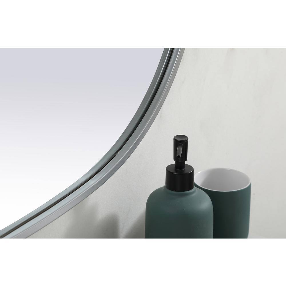 Alt View 2. Elegant Decor - Metal Frame Oval Mirror 30x40 Inch in Silver - Silver.