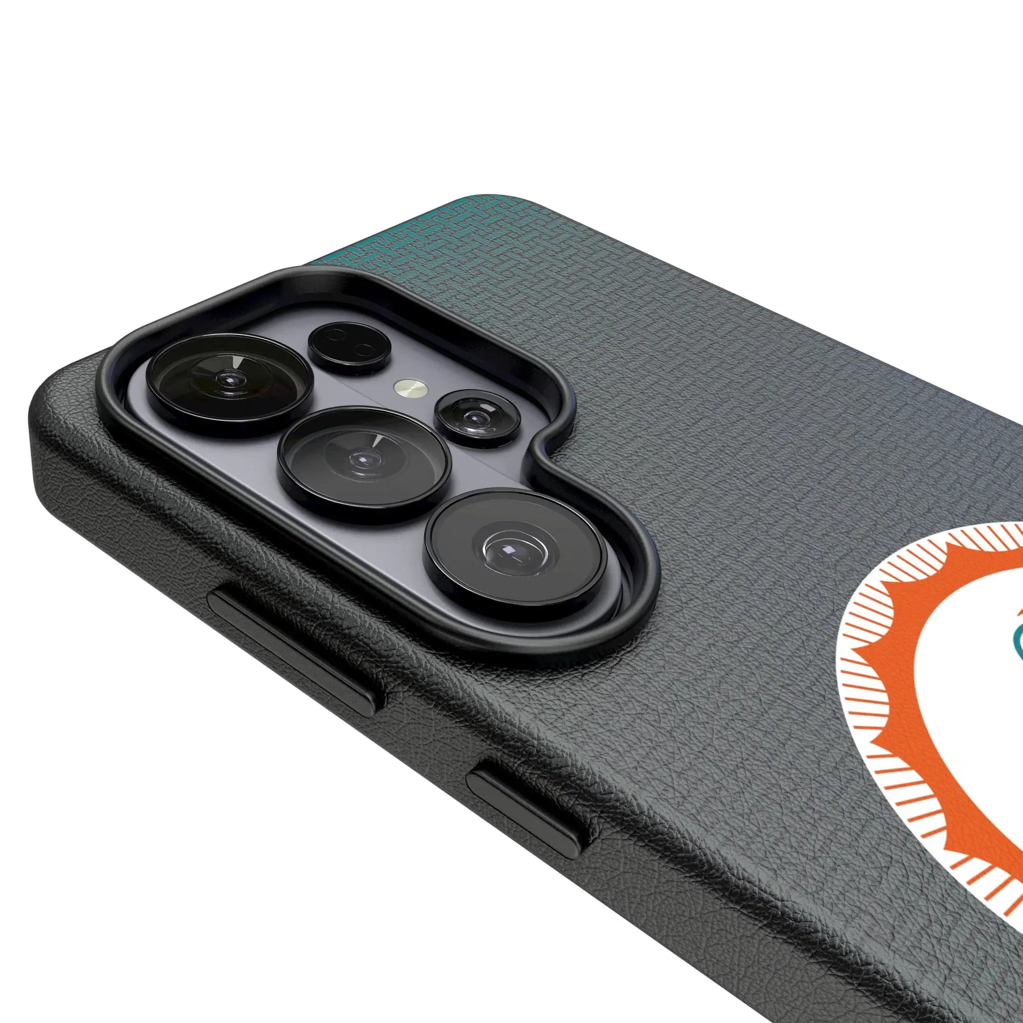 Alt View 2. Keyscaper - Miami Dolphins Historic Collection 1966-1973 Galaxy Magnetic Bump Case - S25 Ultra - Black.