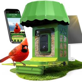 Avinory - Smart Bird Feeder with Camera 2.5K HD, Solar Powered AI Bird Identifier 10000+ Species, 32GB Card/Wireless - Green