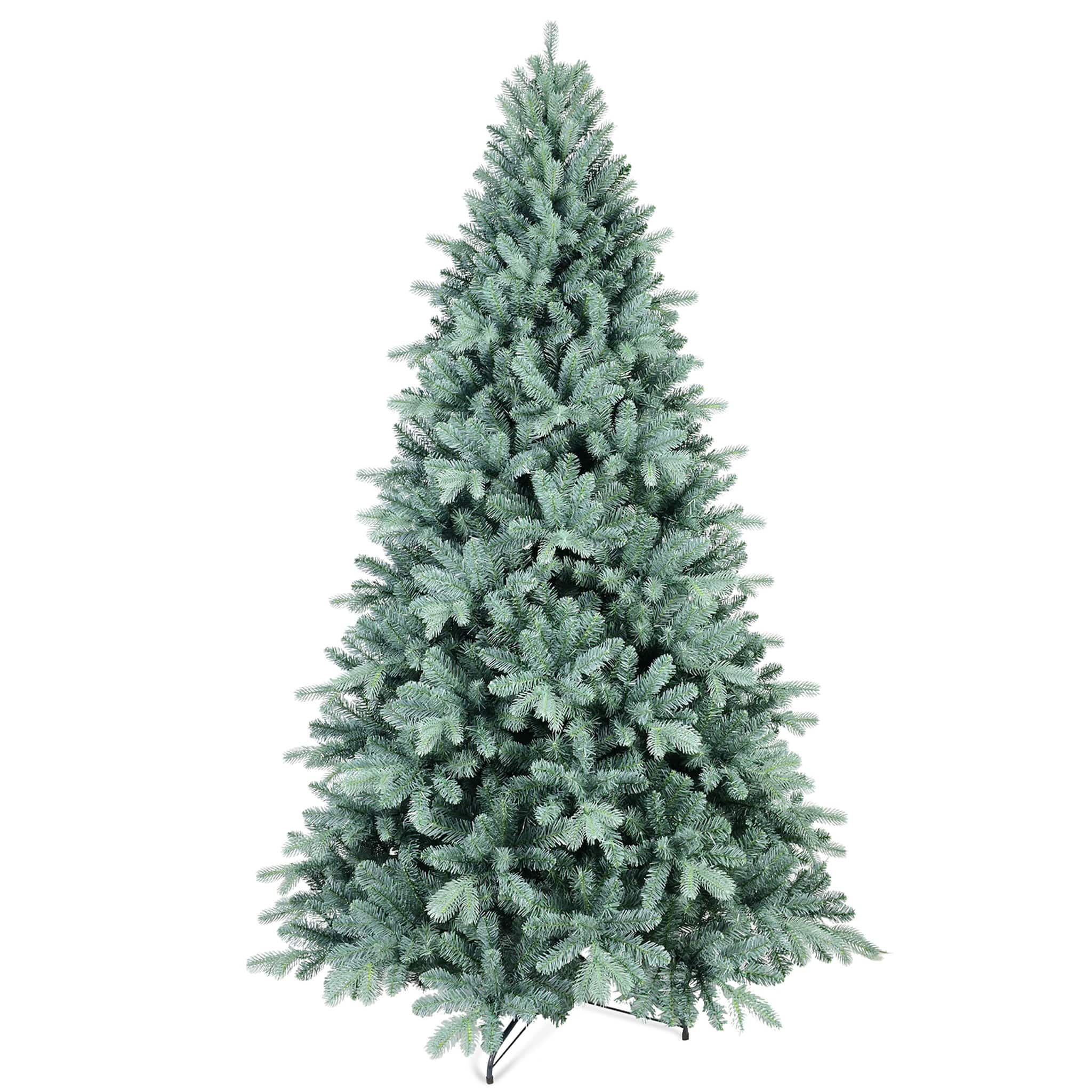 Forest'nSky - 6 ft. Blue-Green Tint PE/PVC Christmas Tree with 1390 Tips, Hinged Branches and Metal Stand - Blue,Green