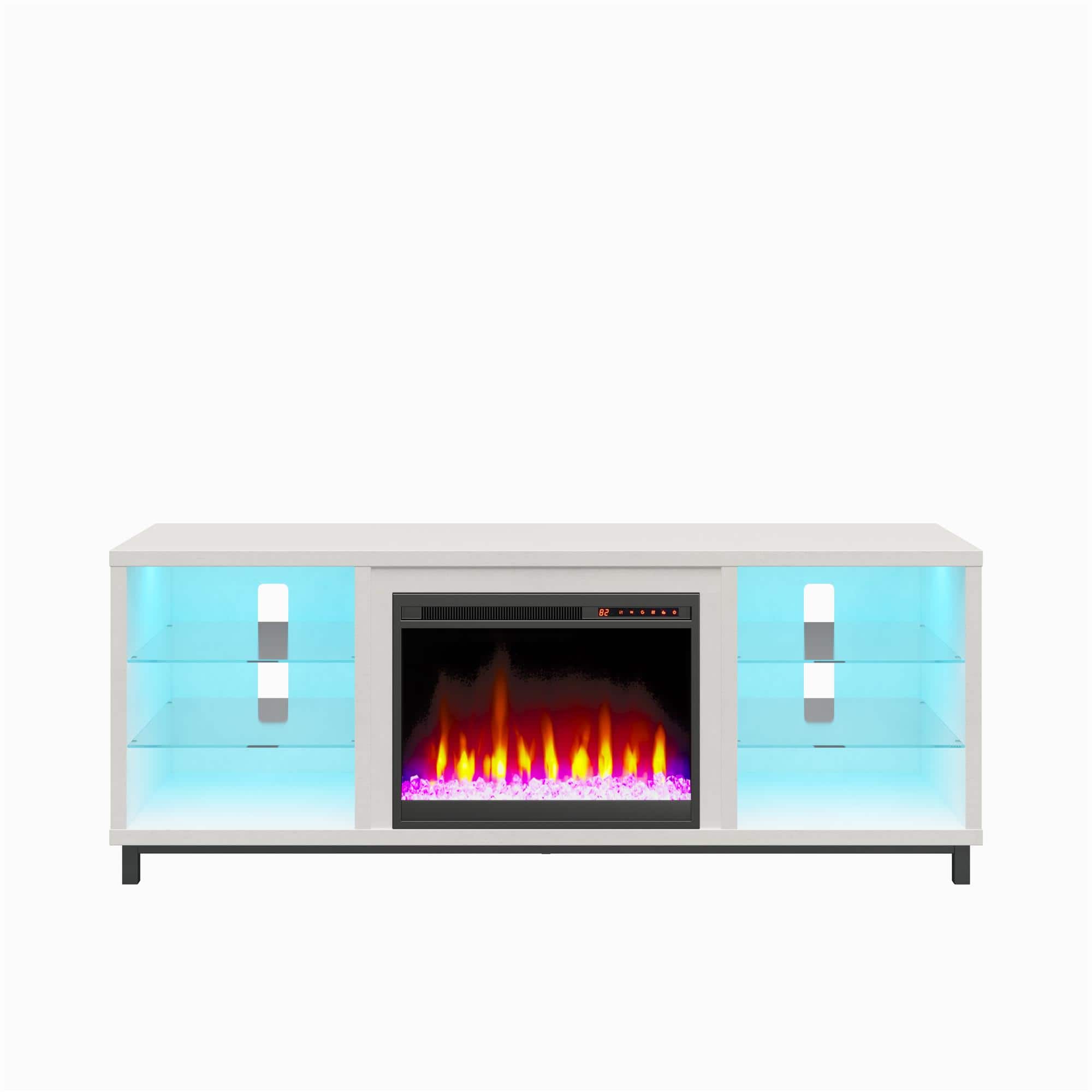 Front. Ameriwood Home - Lumina Deluxe Fireplace TV Stand (70") - Plaster.