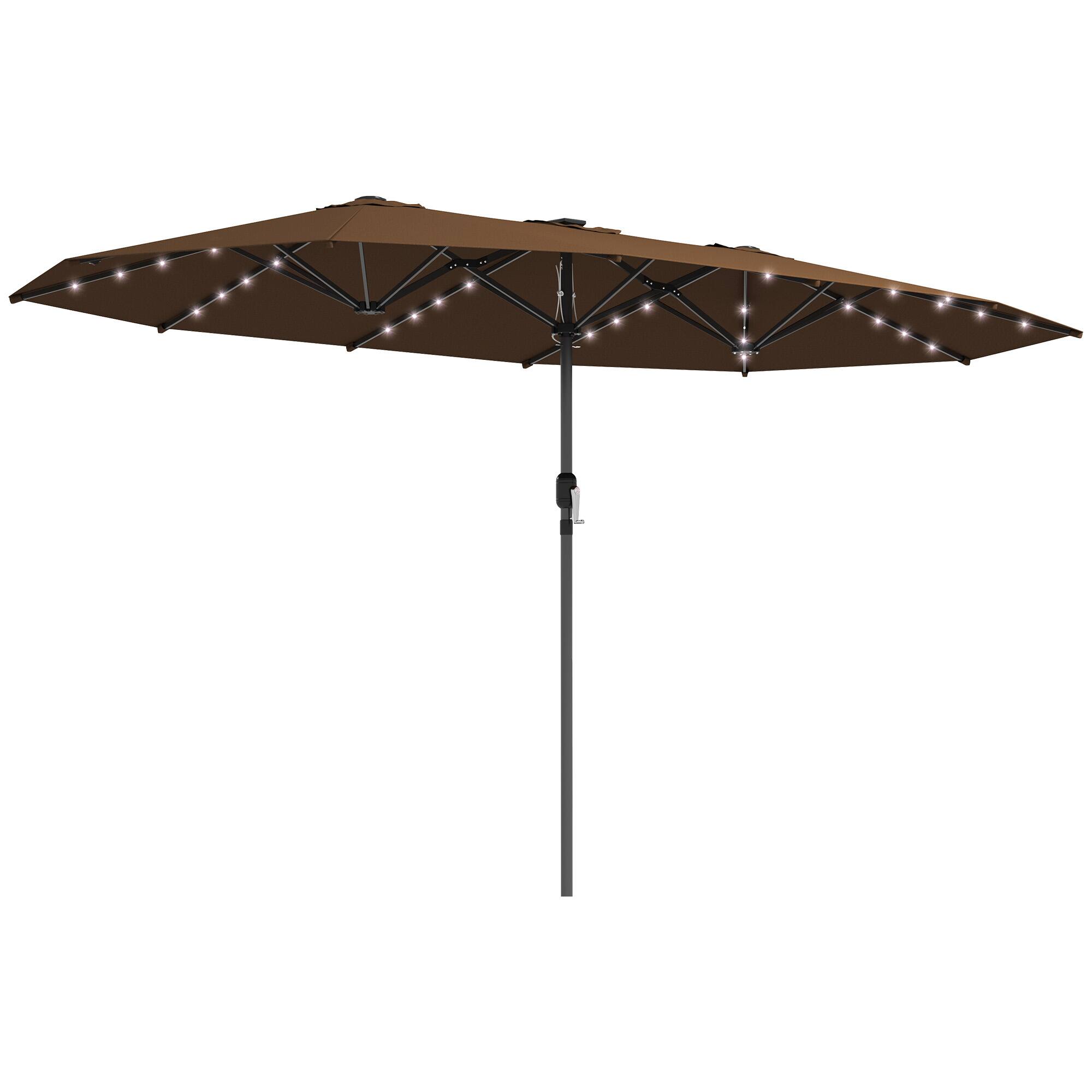 Outsunny - 14.8ft Double Umbrella, Large Outdoor Patio Sun Shade with LED Solar Light for Garden - Coffee price history on PriceWatchPro