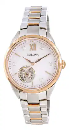Bulova - Classic Automatic 98P170 Ladies Watch White Open Heart Dial 30M - Rose Gold