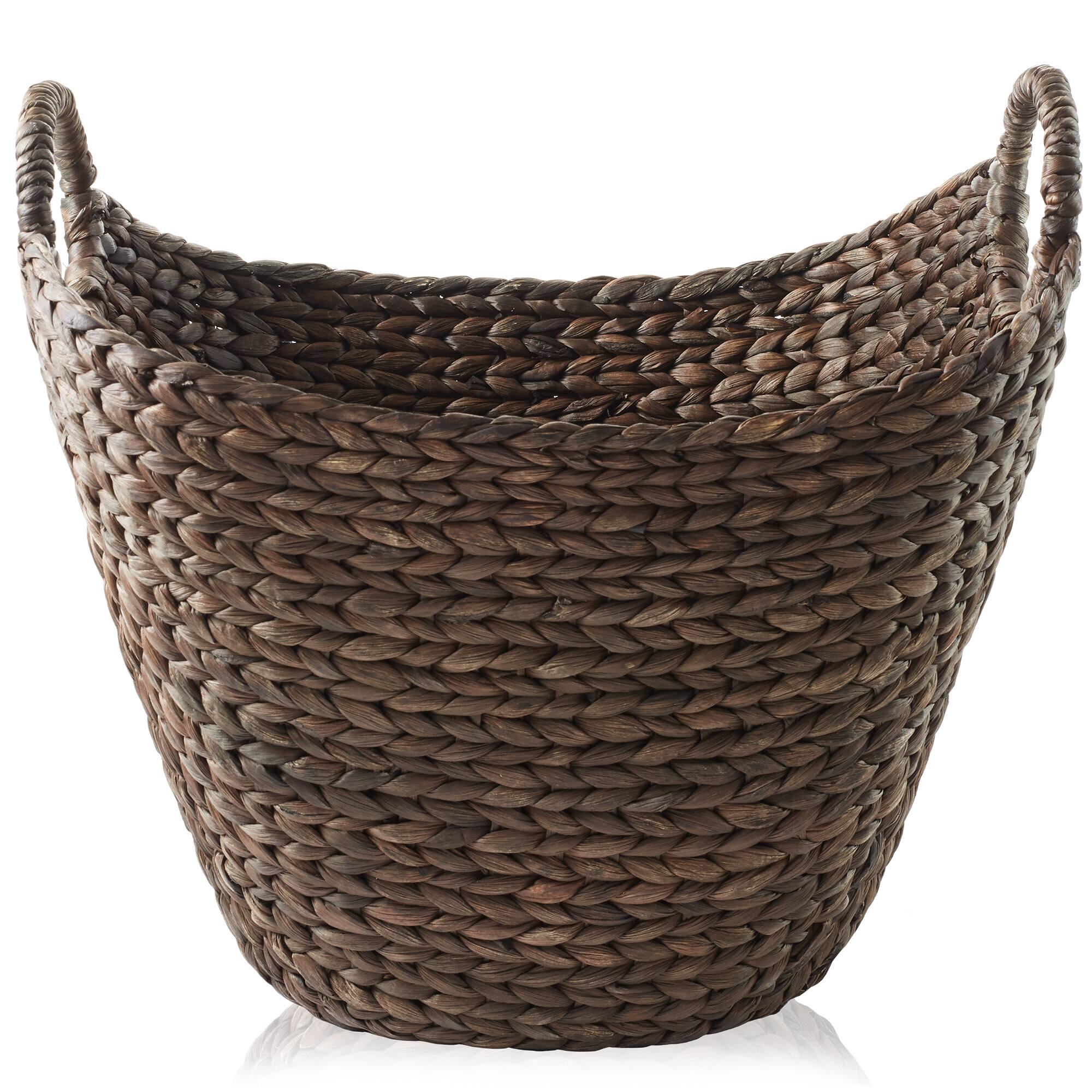 Alt View 2. Casafield - Large Water Hyacinth Boat Basket for Laundry - Espresso.