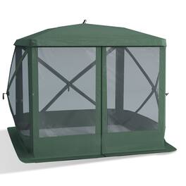 Outsunny - Pop Up Camping Canopy Gazebo Screen Shelter Tent with Single Person Easy Set-Up, Ventilating Mesh, 7x7FT - Green