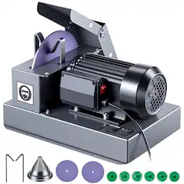 VEVOR - Lawn Mower Blade Sharpener, 1HP Lawnmower Blades Grinder with 9" Ceramic Grinding Wheel, Grit Collector & Balancer - Gray