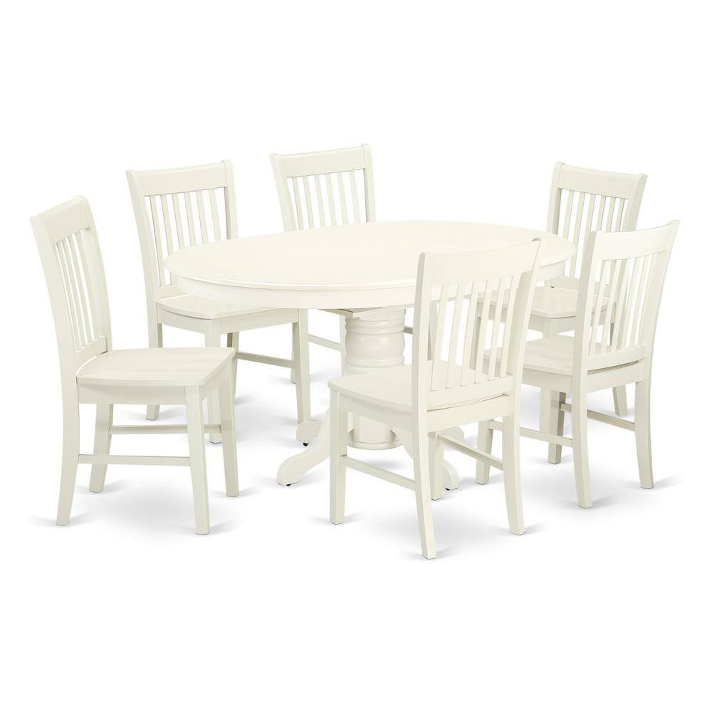 Back. East West Furniture - Dining Room Set Linen White - Brown.