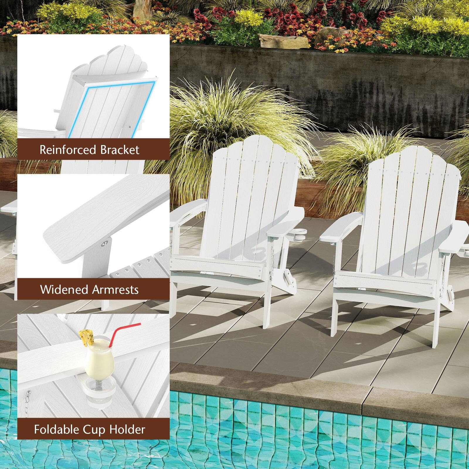 Reinforced Bracket  
Widened Armrests  
Foldable Cup Holder