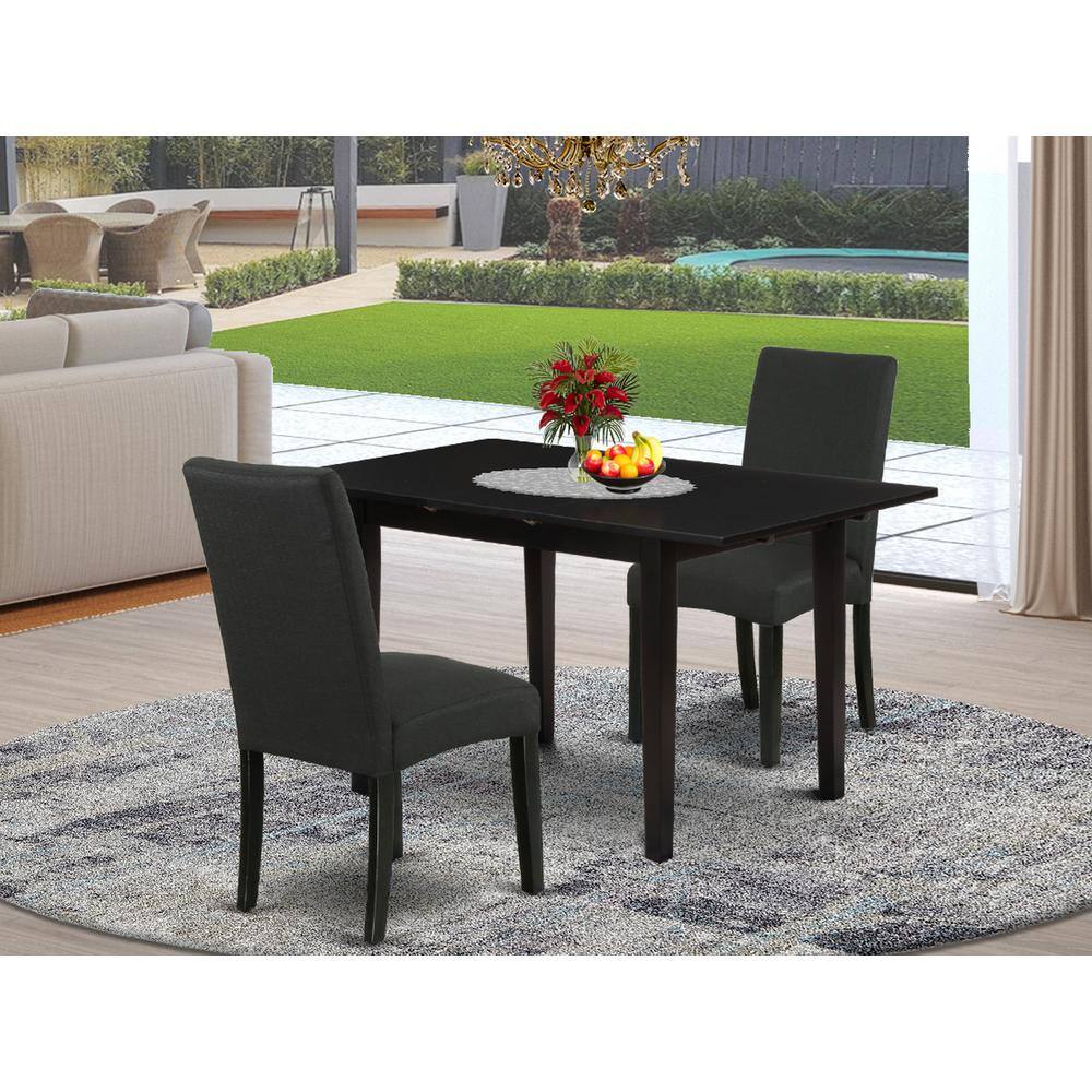 Back. East West Furniture - Dining Table- Dining Chairs - Brown.