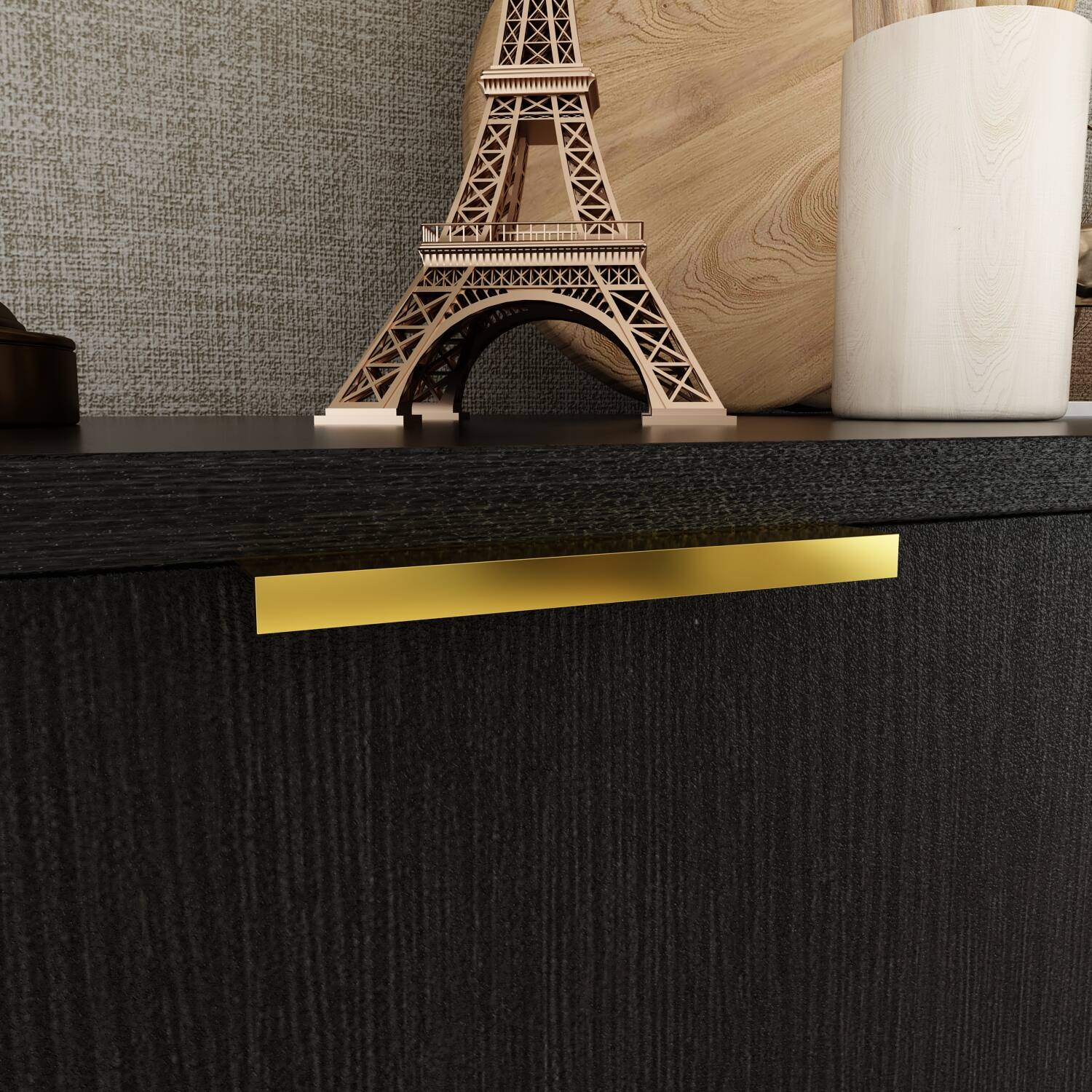 Alt View 7. FUFU & GAGA - FUFU&GAGA Modern Sideboard Buffet: Multi - Storage Dining Room Console with Gold Accents - Black.