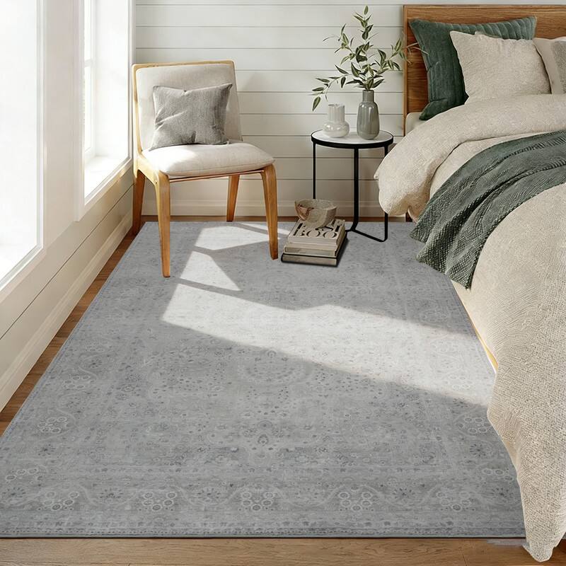 Left. RYHNUYNE - 5x7 Area Rugs Living Room Rug Washable Vintage Boho Rug No Slip Stain Resistant Soft Carpet Indoor Floor Floral Carpets - Painting.