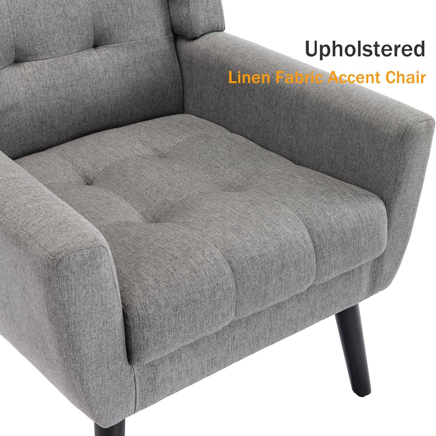Upholstered  
Linen Fabric Accent Chair