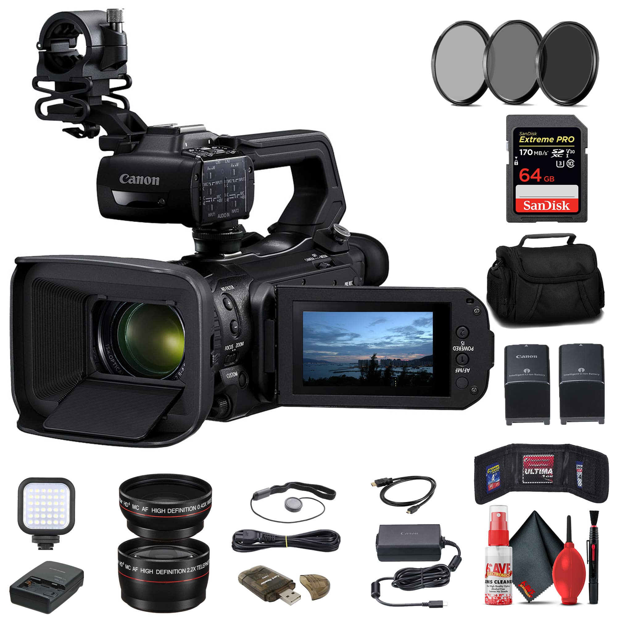 Canon - XA75 UHD 4K30 Camcorder with Dual-Pixel Autofocus + 64GB Memory Card + More
