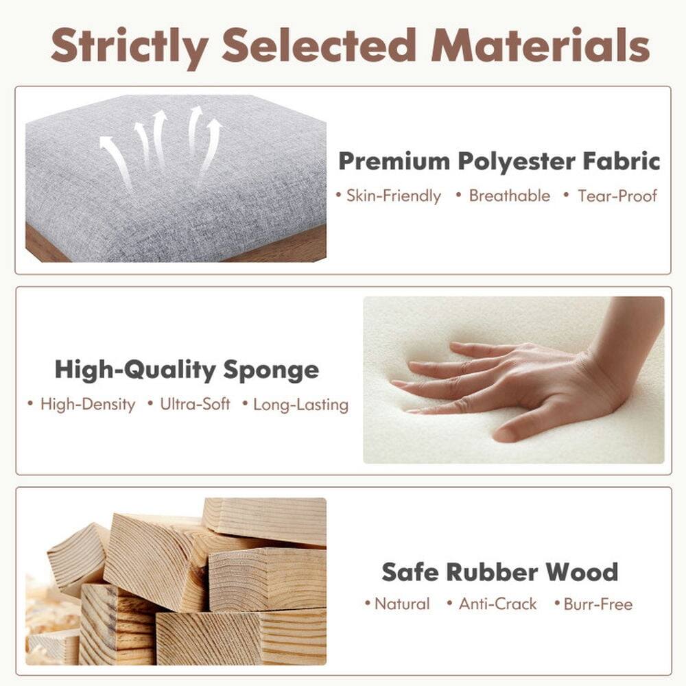 Strictly Selected Materials

Premium Polyester Fabric
- Skin-Friendly
- Breathable
- Tear-Proof

High-Quality Sponge
- High-Density
- Ultra-Soft
- Long-Lasting

Safe Rubber Wood
- Natural
- Anti-Crack
- Burr-Free