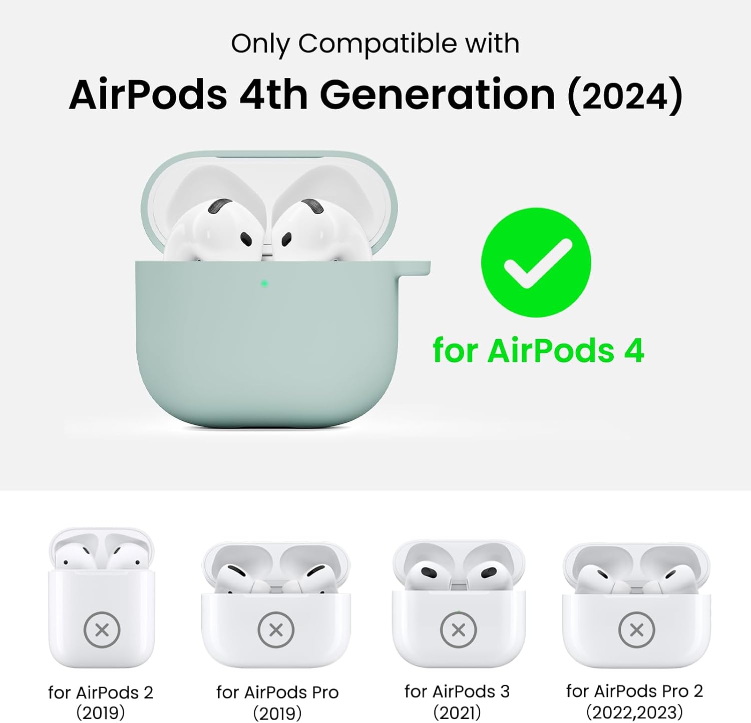 Only Compatible with AirPods 4th Generation (2024) for AirPods 2 (2019) for AirPods Pro (2019) for AirPods 3 (2021) for AirPods Pro 2 (2022, 2023).
