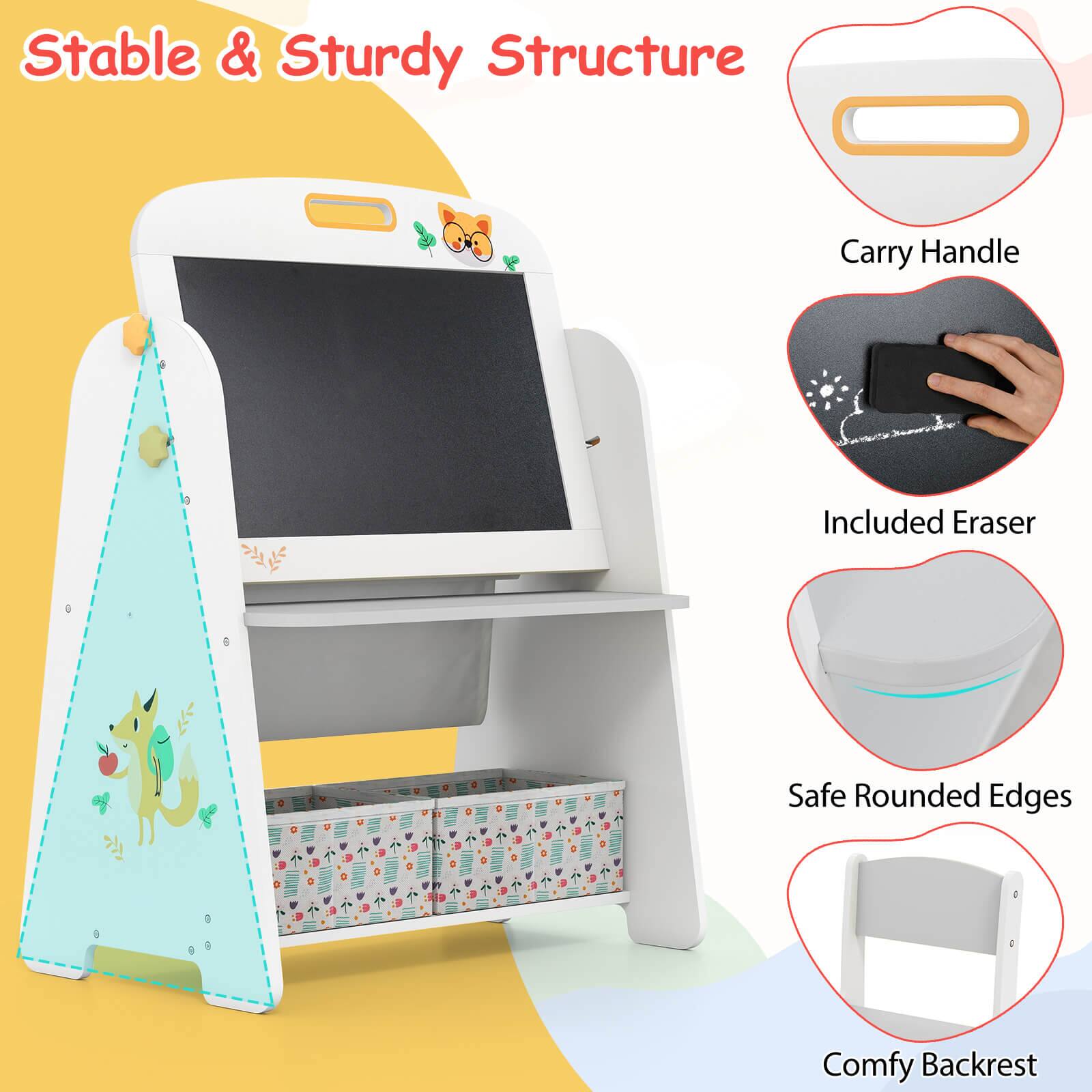 - Stable & Sturdy Structure
- Carry Handle
- Included Eraser
- Safe Rounded Edges
- Comfy Backrest