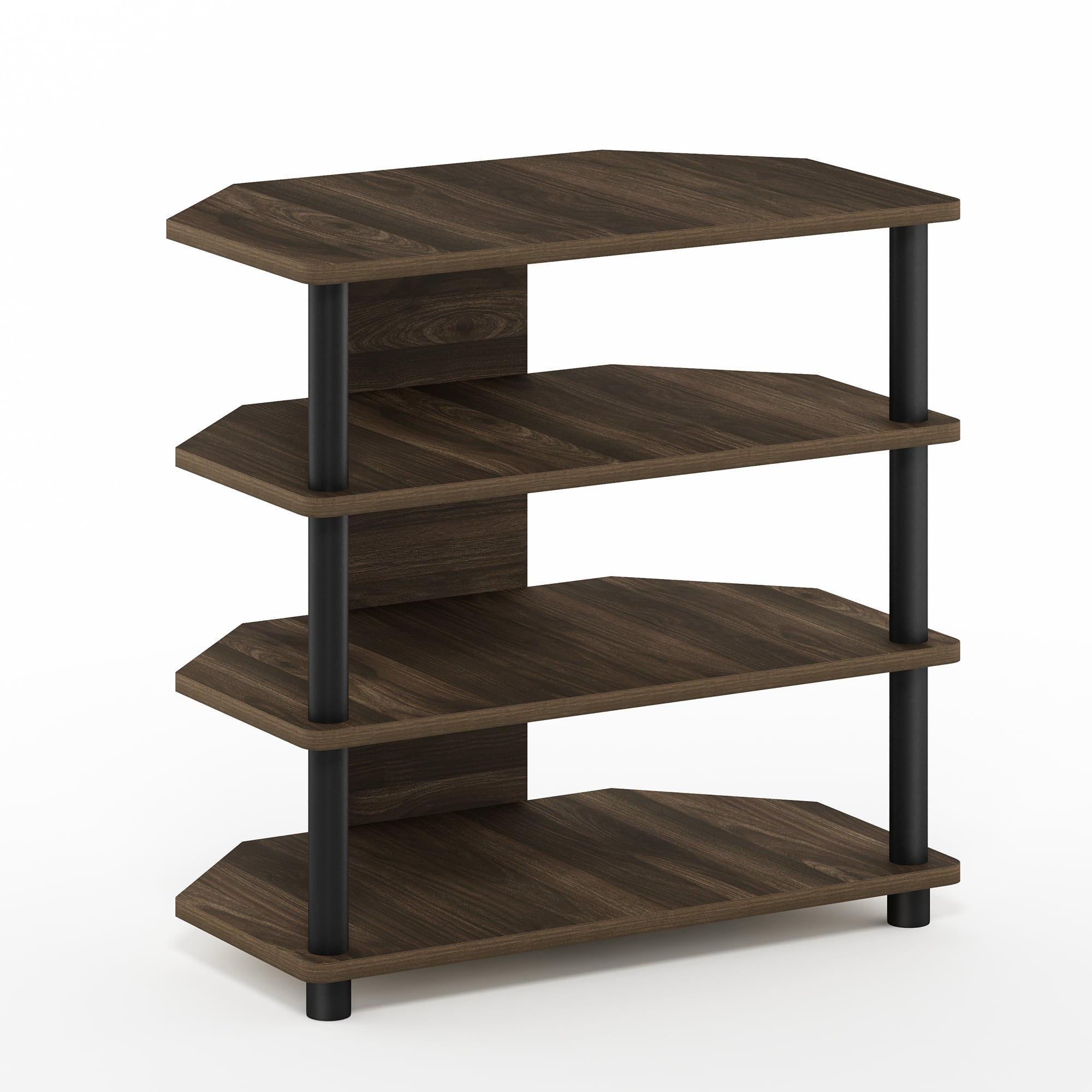 Furinno - Econ Easy Assembly 4-Tier Petite TV Stand - Columbia Walnut/Black