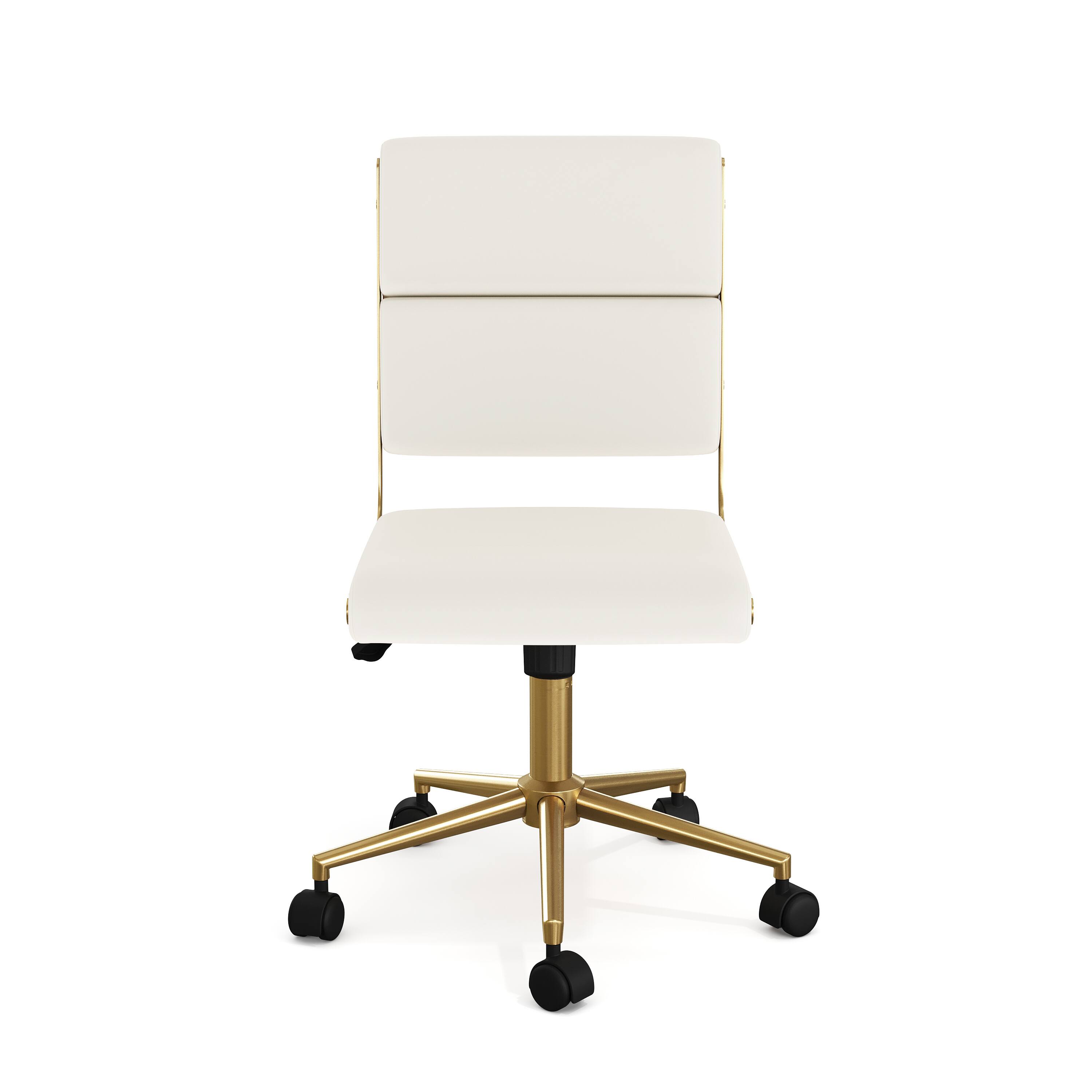 Alt View 10. Martha Stewart - Lulu Upholstered Height-Adjust Swivel Home Office Chair - Off White Faux Leather/Polished Brass Frame.