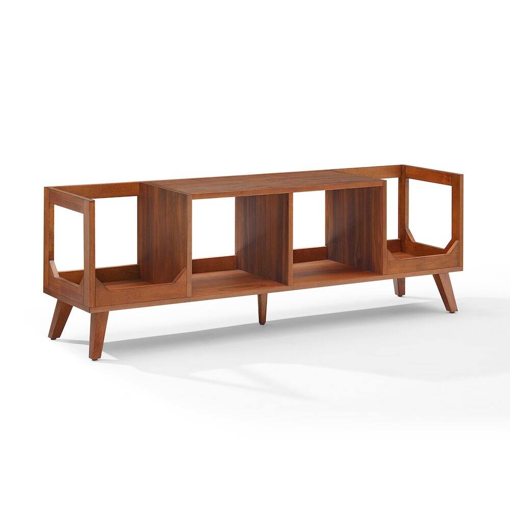 Alt View 6. Crosley Furniture - Asheville Low Record Player Stand With Vinyl Storage - Walnut.