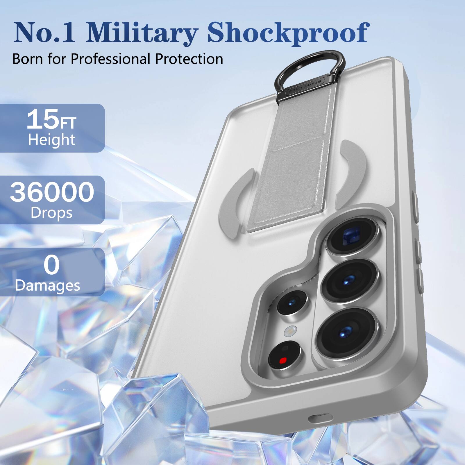 No.1 Military Shockproof  
Born for Professional Protection  

15FT Height  
36000 Drops  
0 Damages