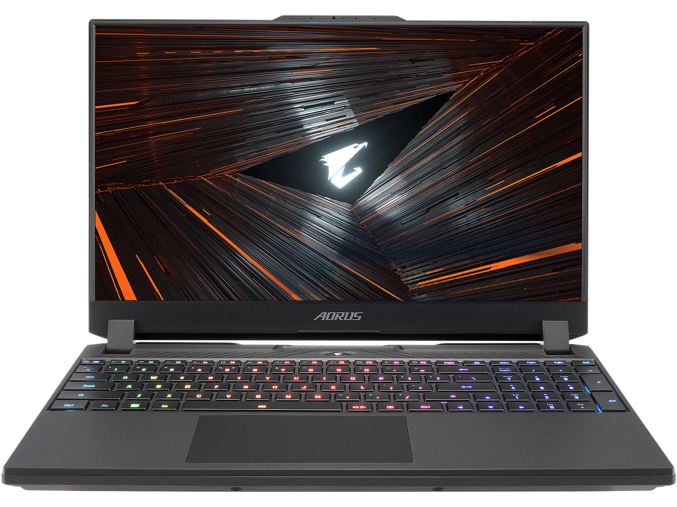 Front. GIGABYTE - AORUS 15 AORUS 15 XE4-73USB14SH Laptop 15.6 QHD Display (i7-12700H, 16GB, 1TB SSD, Win 11 Home) - Black.