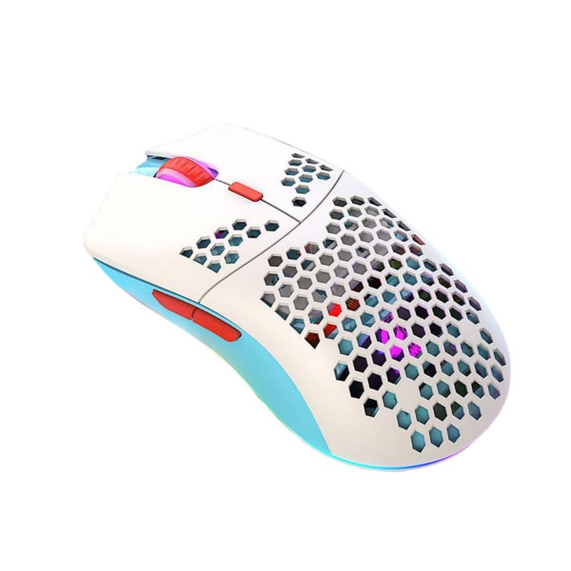 SKRAN - Lightweight Honeycomb Gaming Mouse, 6400DPI High Precision, 6 RGB Lighting Modes, Ergonomic for PC Gaming & Night Use - Wired - Blue