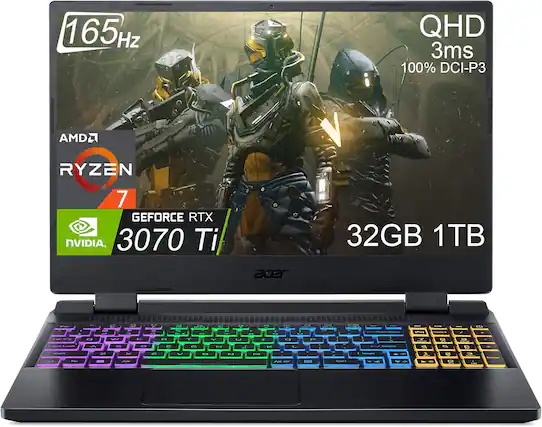 165Hz QHD 3ms 100% DCI-P3
AMD Ryzen 7
NVIDIA GeForce RTX 3070 Ti
32GB 1TB
acer