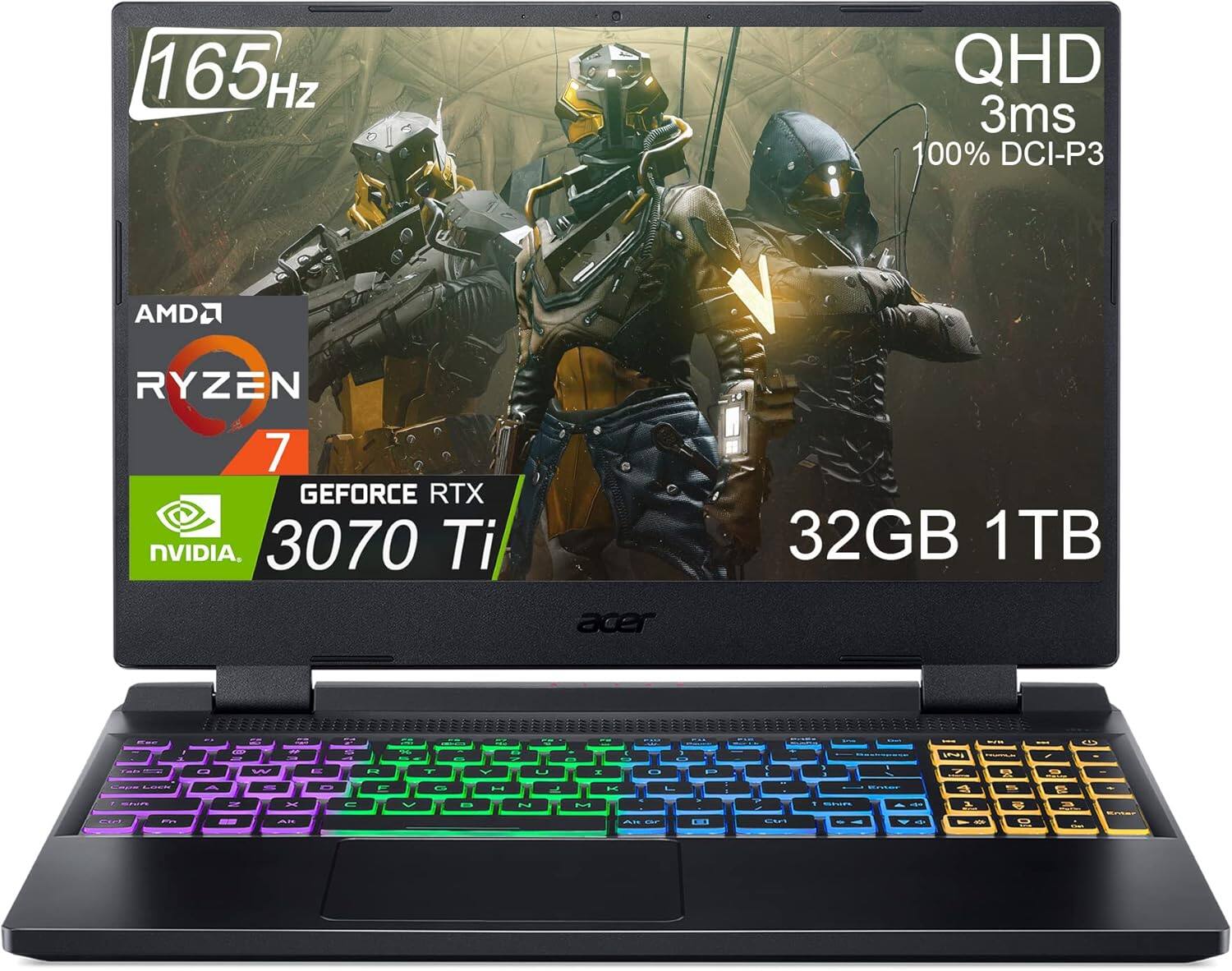 165Hz QHD 3ms 100% DCI-P3  
AMD Ryzen 7  
NVIDIA GeForce RTX 3070 Ti  
32GB 1TB  
acer