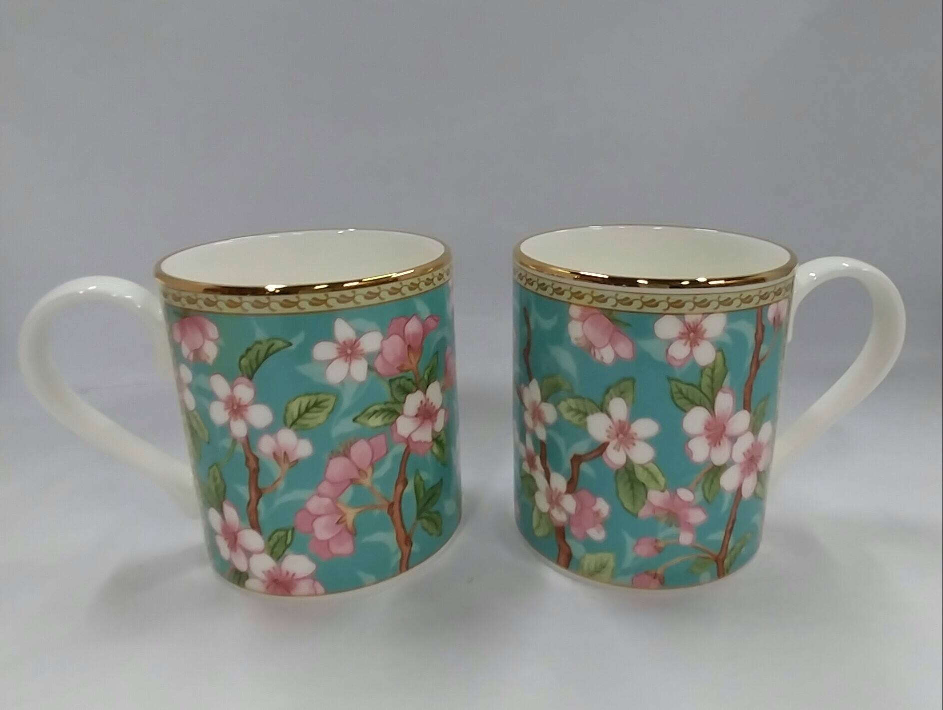Front. Jiallo - Roy Kirkham LARCH MUG-CHER.BLOSSOM - Set of 6 Bone China Made in England - Mutli color.