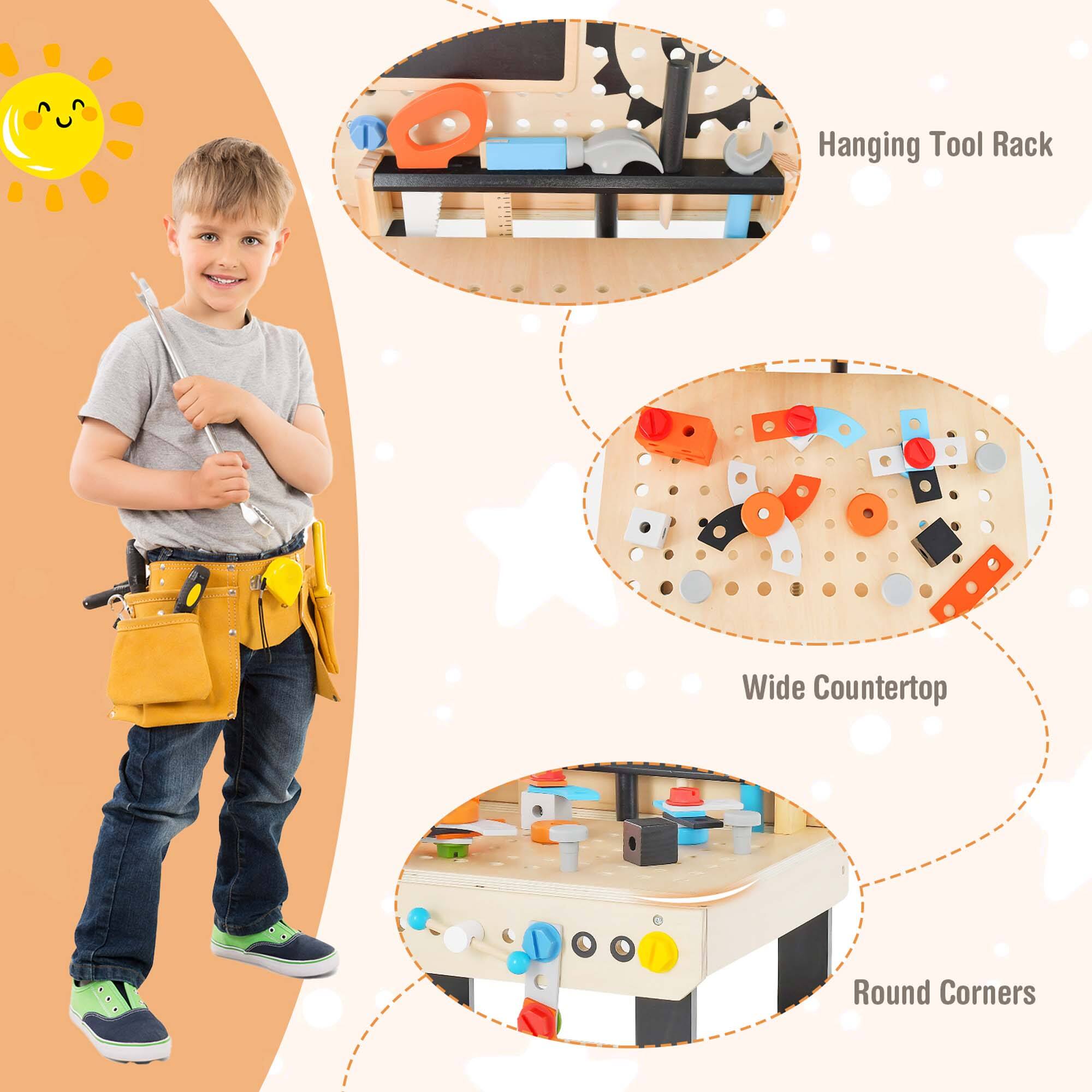 - Hanging Tool Rack
- Wide Countertop
- Round Corners