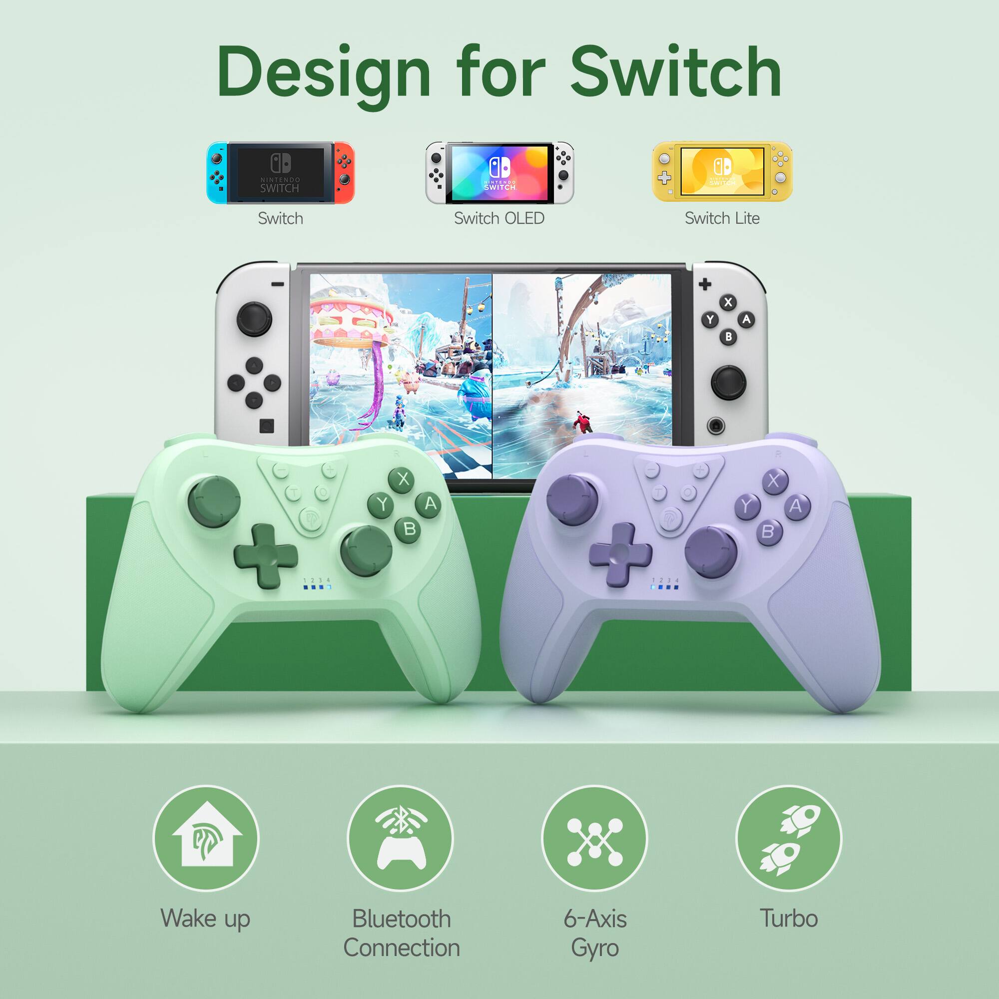 Design for Switch

Switch  
Switch OLED  
Switch Lite

Wake up  
Bluetooth Connection  
6-Axis Gyro  
Turbo