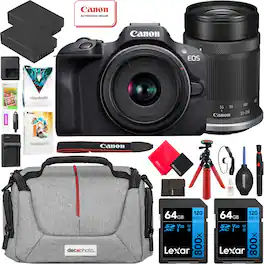 Canon - EOS R100 Mirrorless Camera with 2 Lens Kit 18-45mm & 55-210mm Essential Bundle