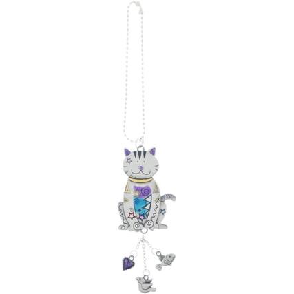 Front. Ganz - Ganz Colored Cat Zinc Metal Car Charm with Silver Chain - Silver.