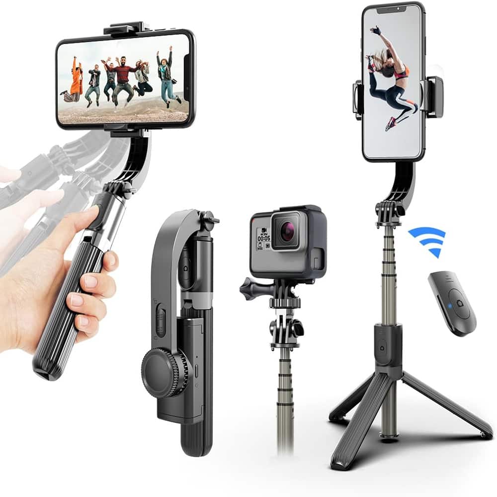 ACJPR - Gimbal Stabilizer for Smartphone, Retractable Selfie Stick, 360° Rotation