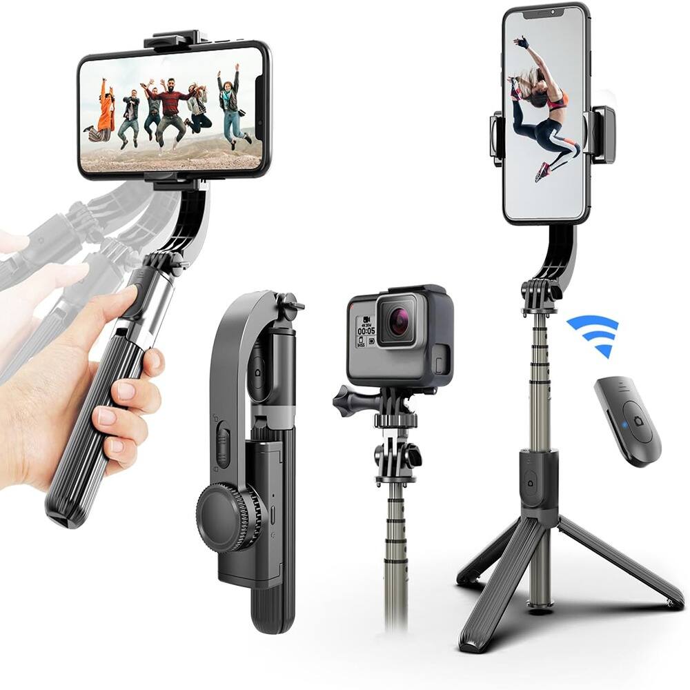 Front. ACJPR - Gimbal Stabilizer for Smartphone, Retractable Selfie Stick, 360° Rotation.
