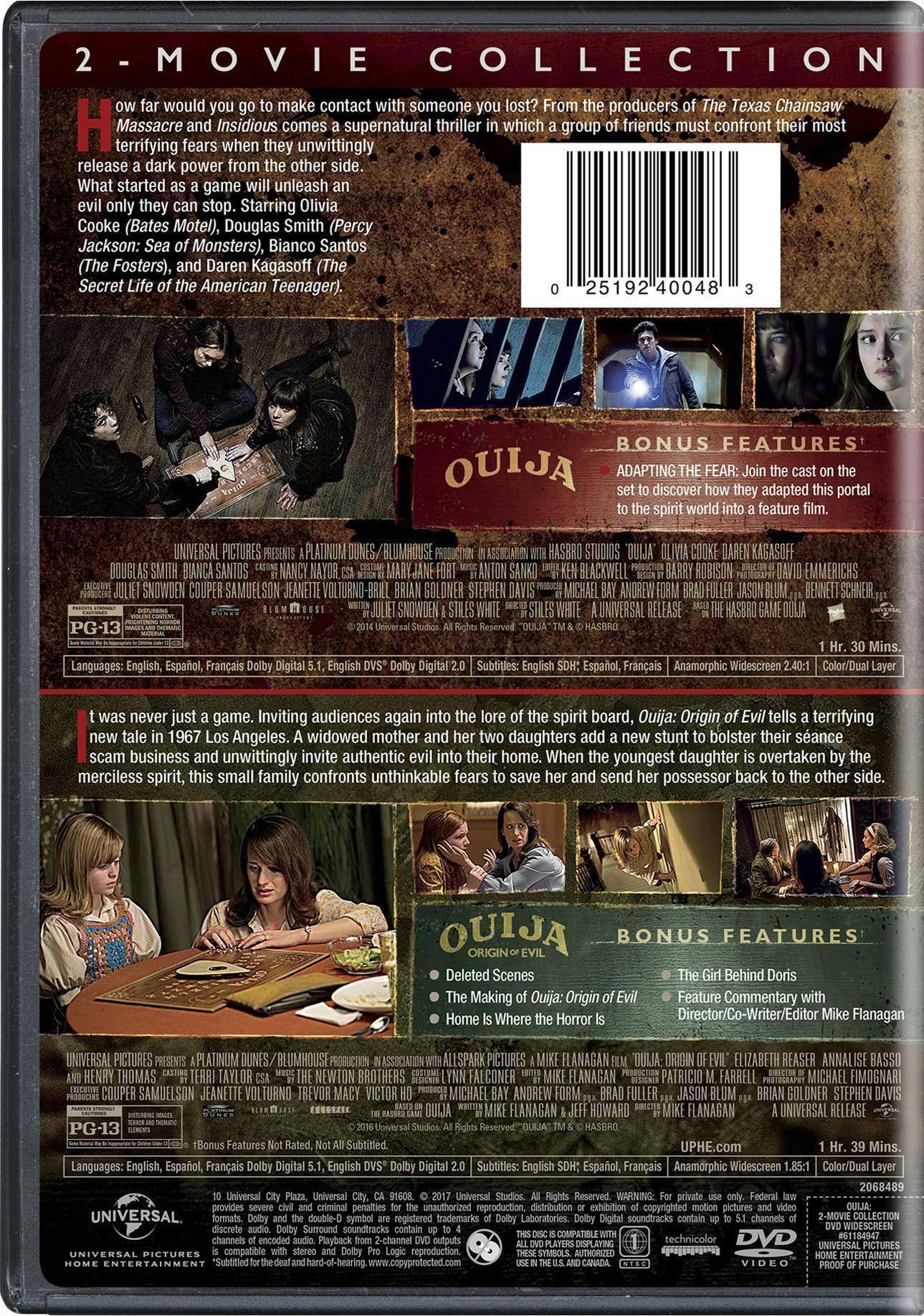 Back. Ouija / Ouija: Origin of Evil: 2-Movie Collection   - DVD.