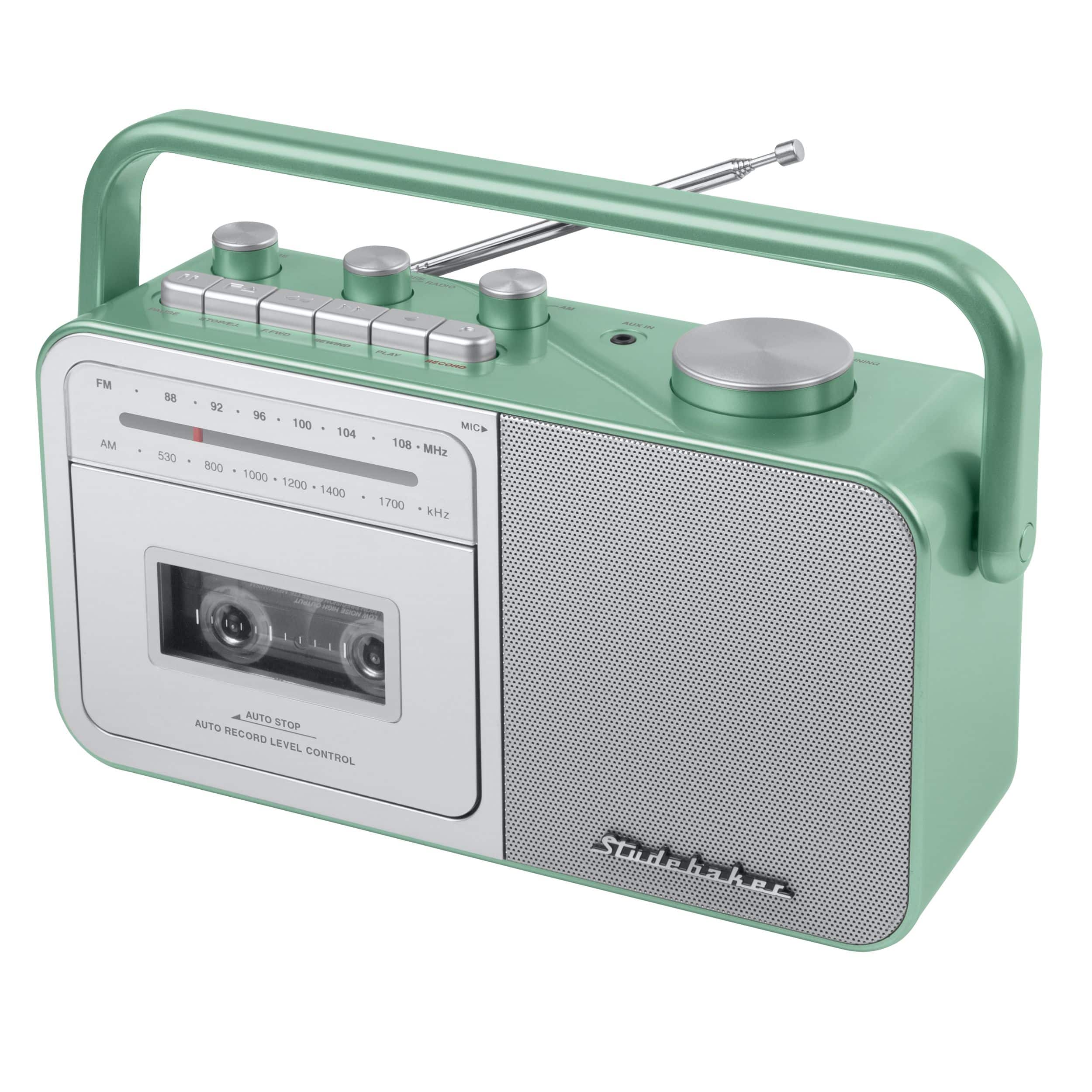 Studebaker - SB2130TS Portable Cassette Player/Recorder with AM/FM Radio - Teal