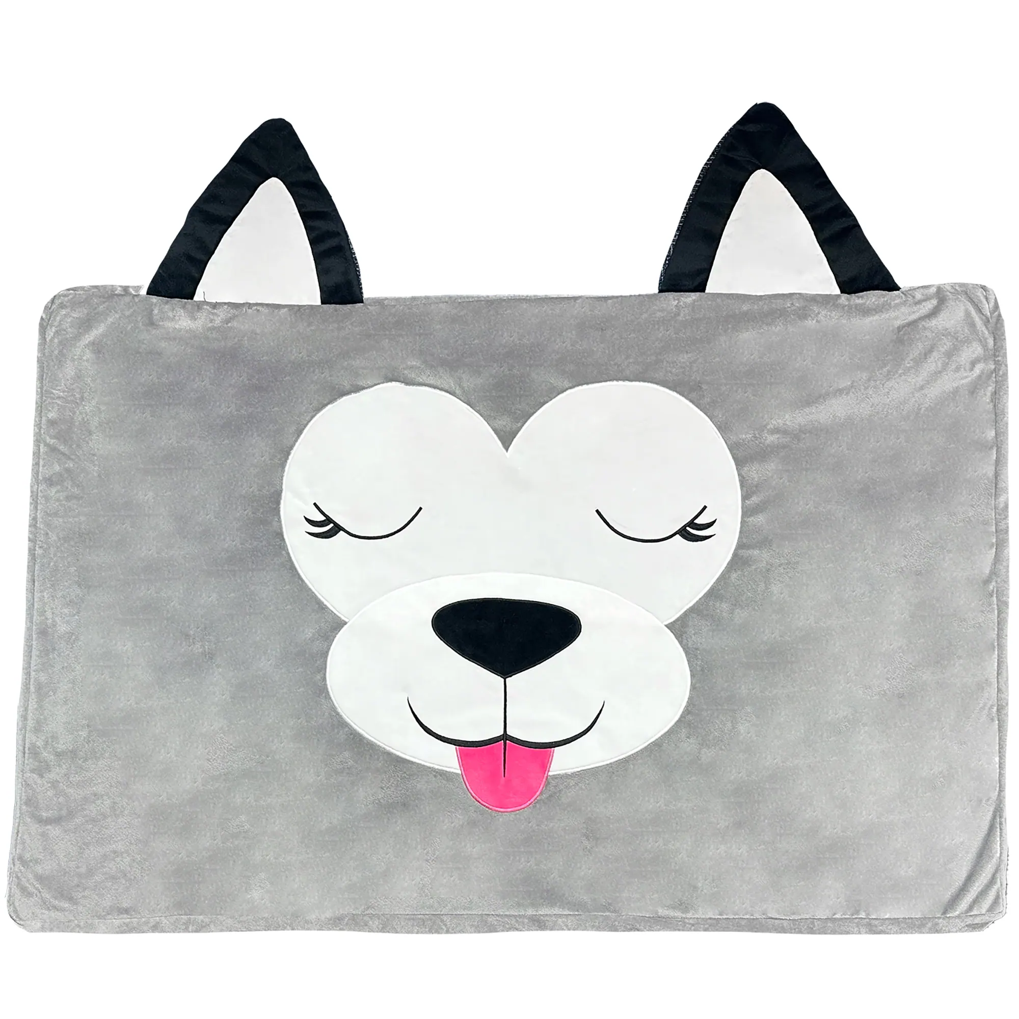 Front. Happy Nappers - Pet Bed In A Box Slipcover: Daisy The Gray Dog - Large - 36x23" - Gray.