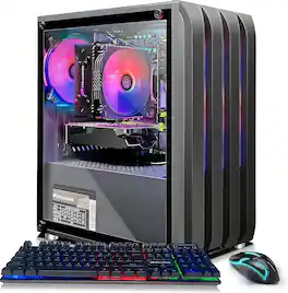 STGAubron - Gaming PC Desktop, Radeon RX 550 4G, Intel i7 Xeon E5 2.5GHz, 16G RAM, 512GB SSD, WiFi 6, BT 5.0, Win11 Home - Black