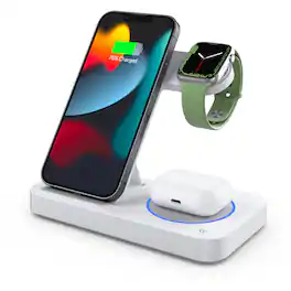 RISOKEYS - Four-in-One Magnetic Wireless Charger - Power Adapter for Apple iPhone, Watch and Headphones , Charging Stand