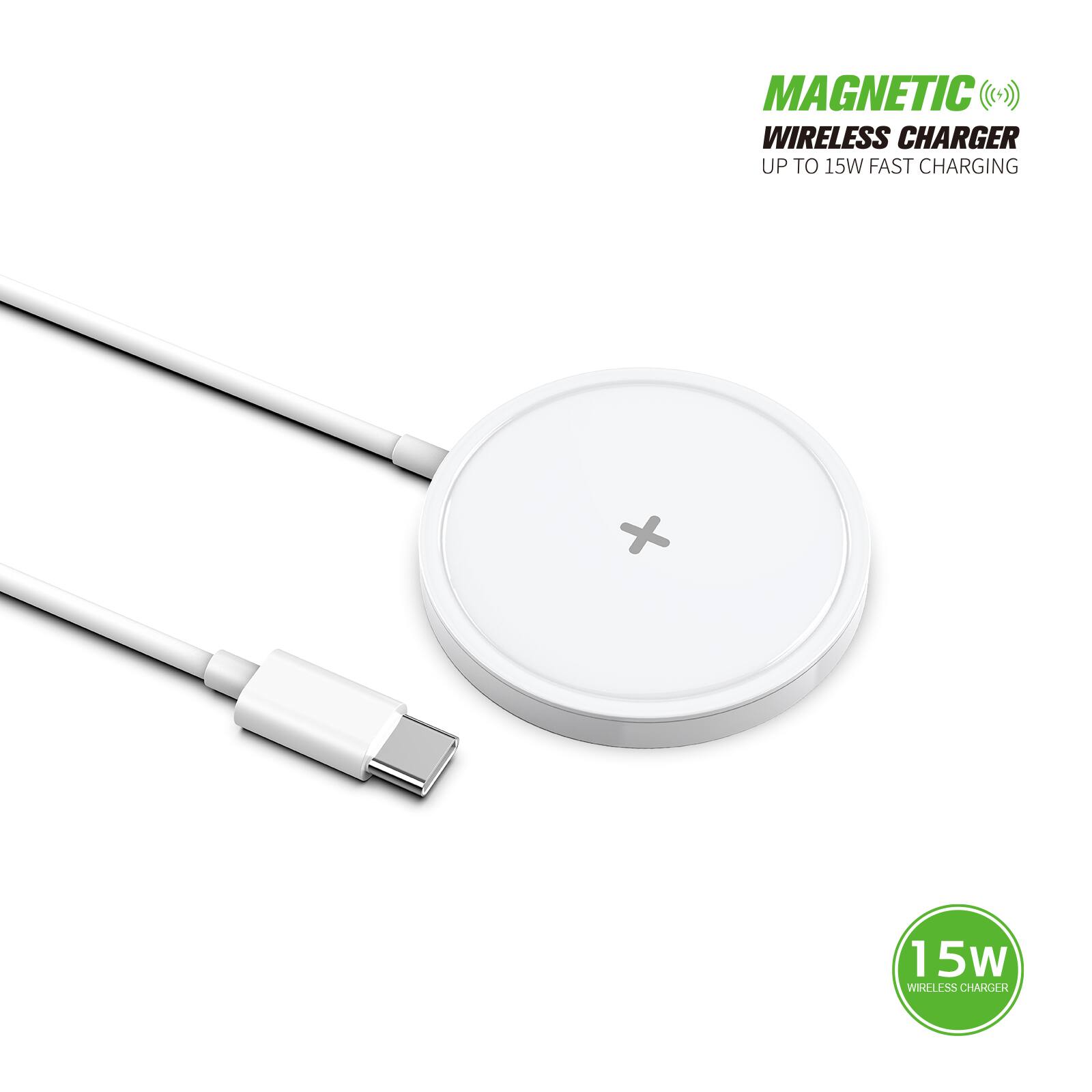 MAGNETIC WIRELESS CHARGER  
UP TO 15W FAST CHARGING  

15W WIRELESS CHARGER