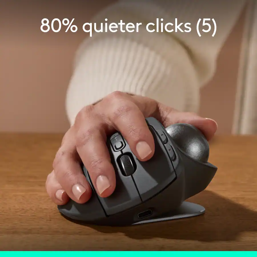 Logitech MX ERGO S PLUS Wireless Ergonomic Trackball Mouse with 6 ...