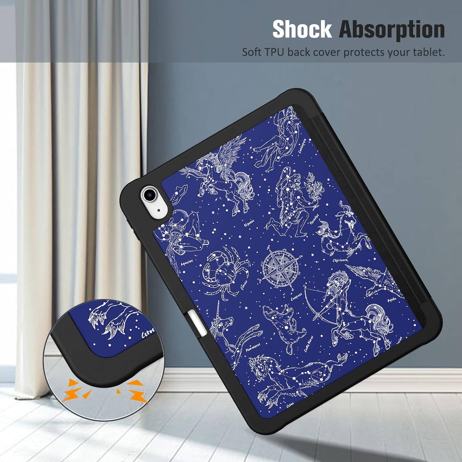 Shock Absorption  
Soft TPU back cover protects your tablet.
