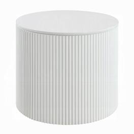Manhattan Lane - Del Modern Side End Table, 22 Inch Round Top, Ribbed Base - Glossy White