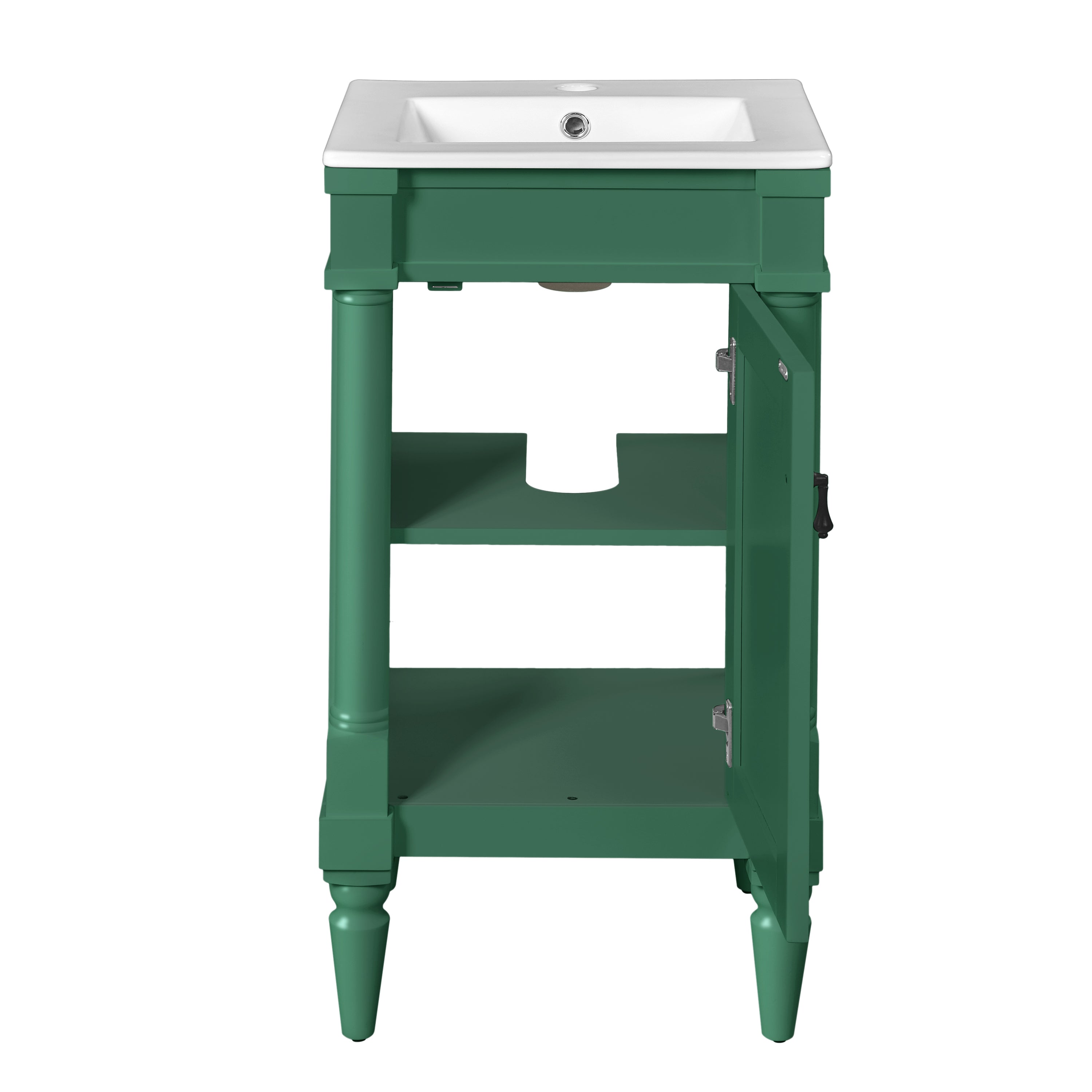 Alt View 10. Boyel Living - 18 Inch Small Space Bathroom Vanity with Ceramic Sink and Adjustable Shelf Green - Green.