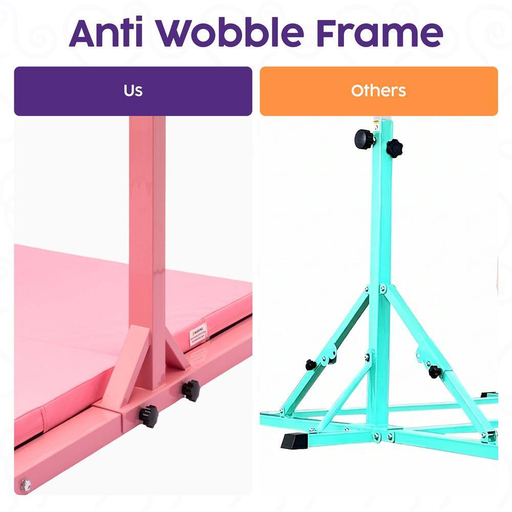 Hurtle Gymnastics Bar for Kids, 12 Level Adjustable Pull Up Bar, Non ...