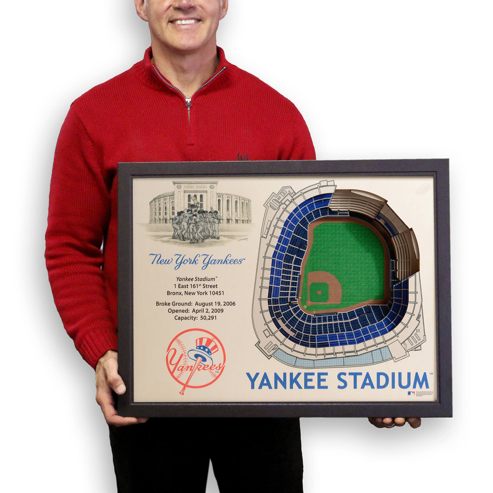 New York Yankees  
Yankee Stadium  
1 East 161st Street  
Bronx, New York 10451  
Broke Ground: August 19, 2006  
Opened: April 2, 2009  
Capacity: 50,291  

YANKEE STADIUM