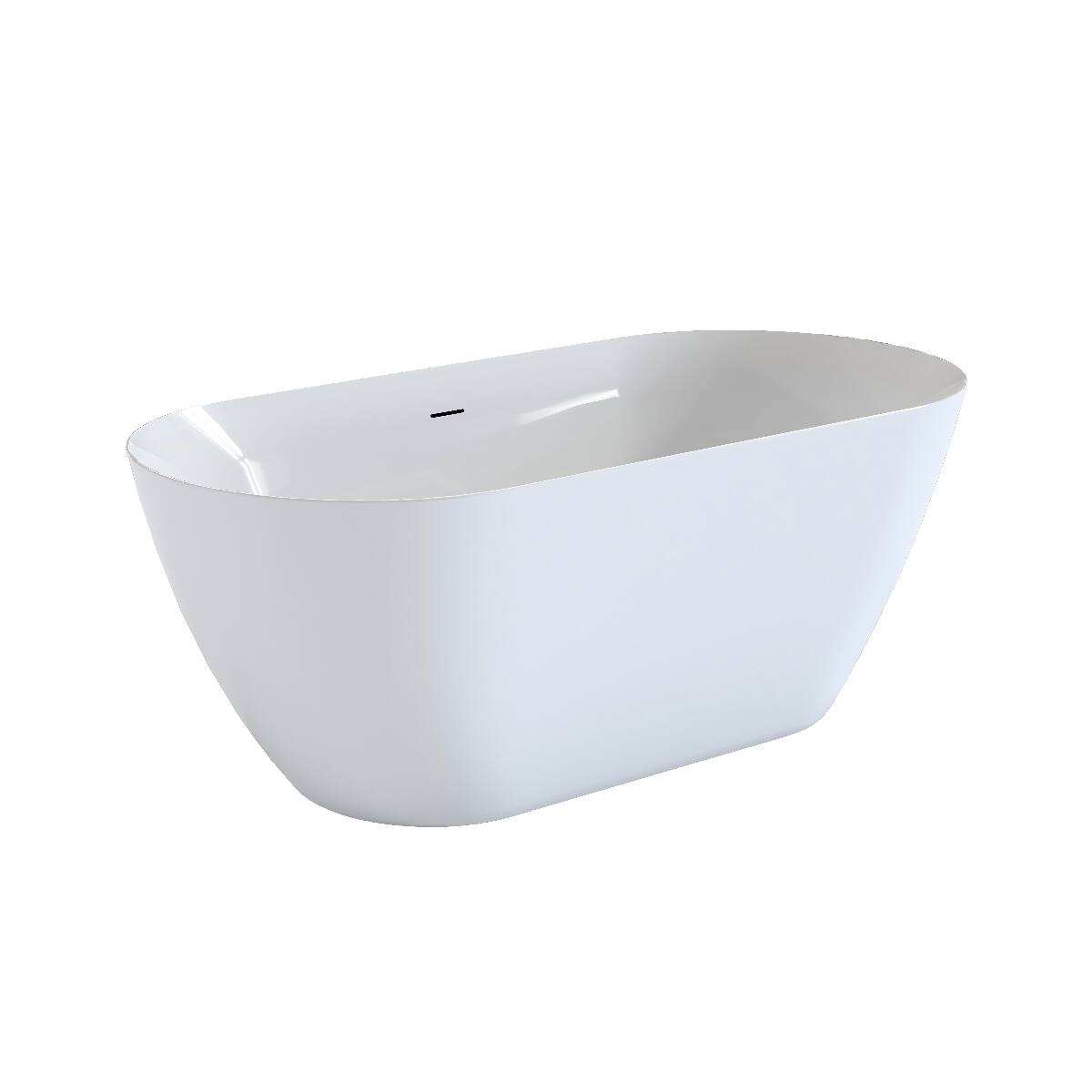 Alt View 9. Loheer - Loheer 55 Inch Acrylic Freestanding Bathtub Oval Deep Soaking Tub with Pop Up Drain and Integrated Overflow - Glossy White.